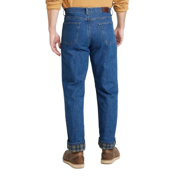 L.L. Bean Double L Plaid Flannel Lined Jeans Natural Fit Medium Wash Blue 35x30 - Picture 5 of 16